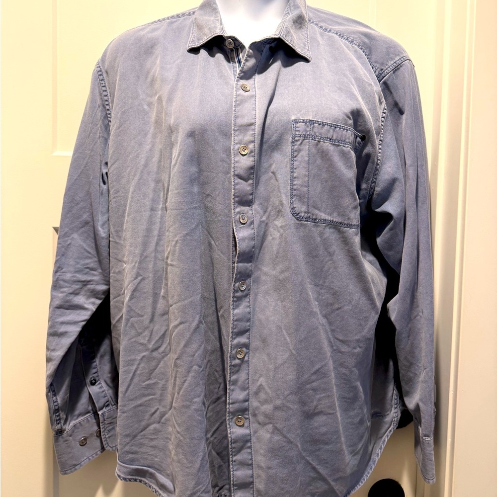 tommy bahama chambray light denim look button down shirt xxl